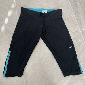 Nike Skinny Running Workout Yoga Leggings Womens Sz S Black Drawstring Tights